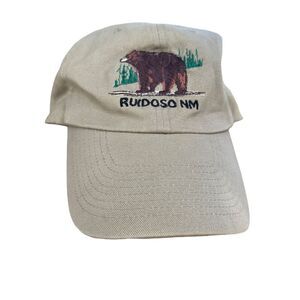 Ruidoso NM Embroidered Black Bear Khaki Beige Ball Cap Hat Unisex Adjustable